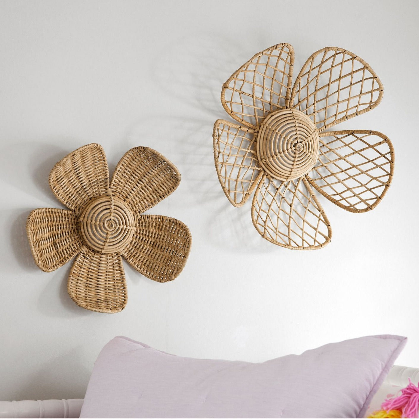 Floral Wall Decor Woven Rattan Wall Hanging